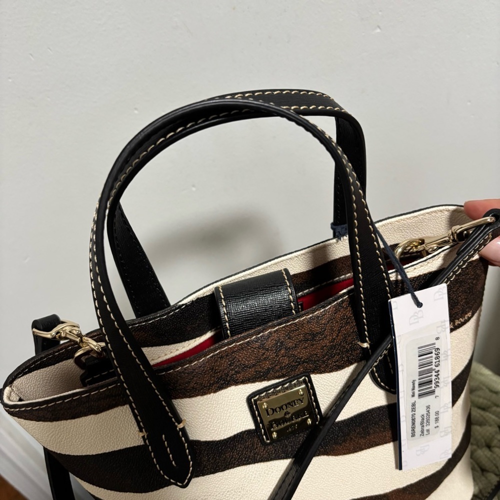 Dooney & Bourke Mini Waverly Zebra Black/Brown Leather Crossbody Bag NWT - Picture 6 of 14